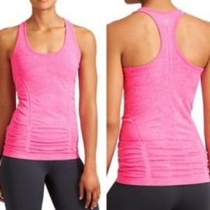 Athleta fastest track pink ruched tank top small